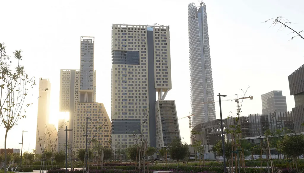 Towers in the Central Business District of Egypt's New Administrative Capital, with the Iconic Tower